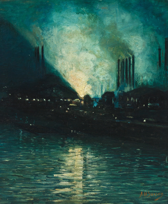 Appraisal: AARON HENRY GORSON American - Pittsburgh Steel Mills Evening oil