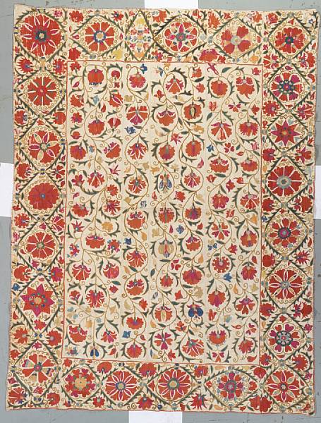 Appraisal: An Ouzbak Suzani textile Ouzbakistan late th century size approximately