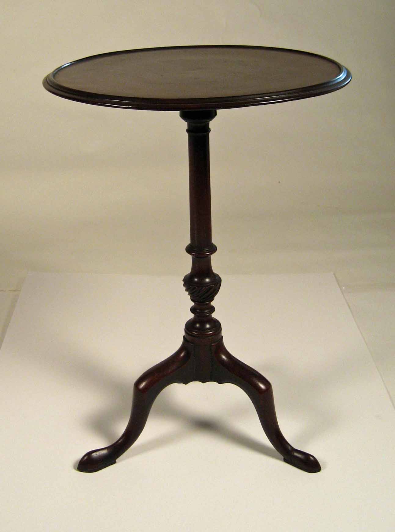 Appraisal: English mahogany candlestand The circular dished top raised on a