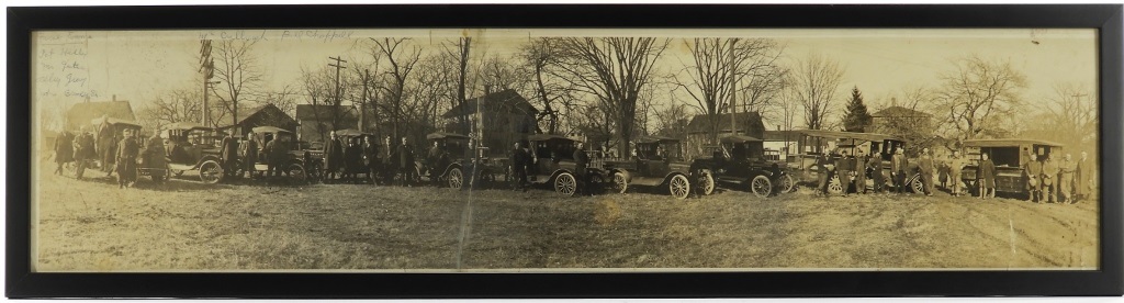 Appraisal: TELEPHONE LINEMEN WORKER MODEL T TRUCK PHOTOGRAPH United States Early