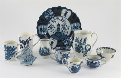 Appraisal: A Caughley blue and white mug printed with a blown