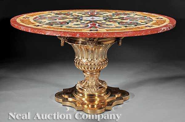 Appraisal: A Fine Neoclassical Pietra Dura and Gilt Bronze Center Table