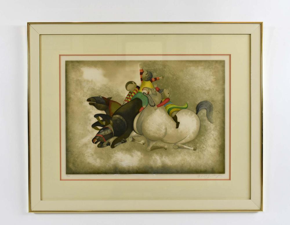 Appraisal: GARCILEA RODO BOULANGER BOLIVIAN B Tois Chevaux Signed numbered Lithograph