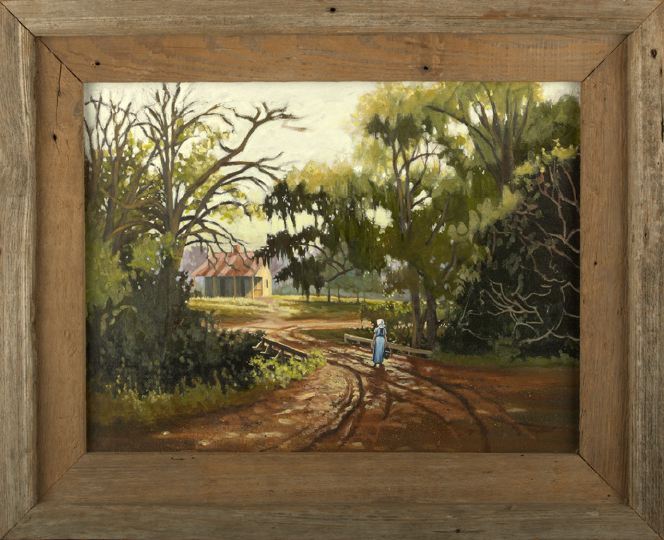 Appraisal: Chestee Harrington Louisiana Contemporary Woman Walking Home on a Rural