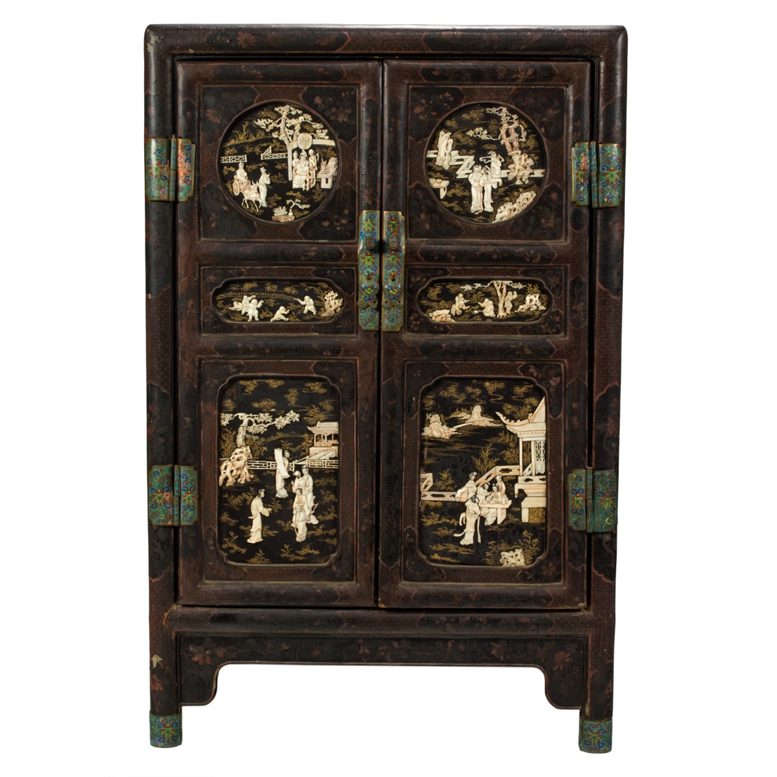 Appraisal: CHINESE LACQUERED CABINET Chinese lacquered cabinet decorated overall with bird