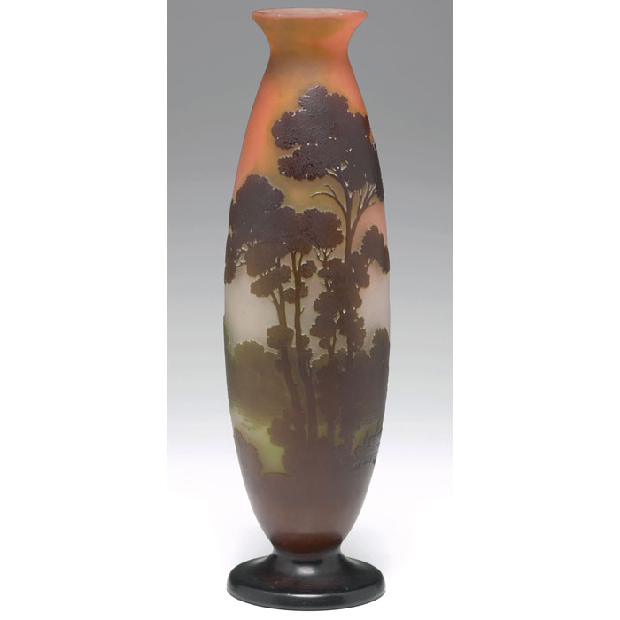 Appraisal: Nice Galle vase cameo cut scenic landscape in brown and