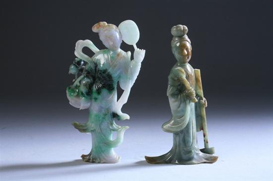 Appraisal: TWO CHINESE JADE FIGURES OF MEIREN - in high in