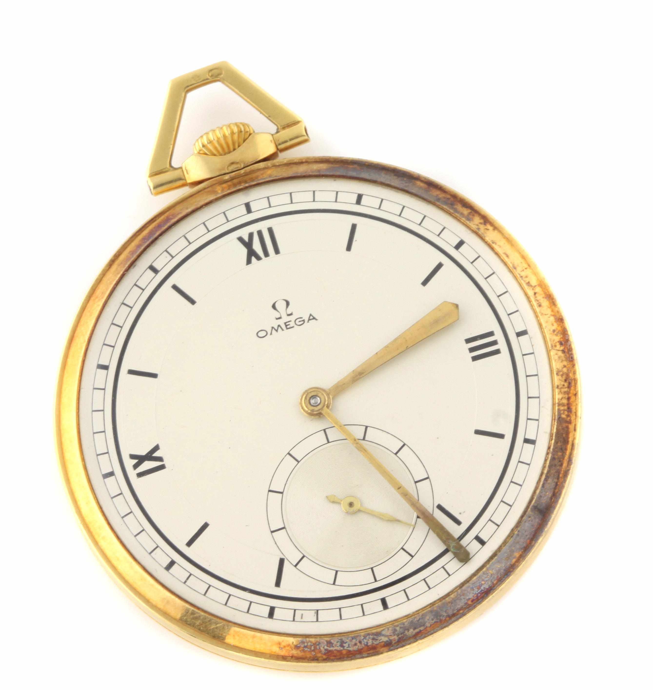 Appraisal: An k gold openface pocket watch Omega movement no jeweled