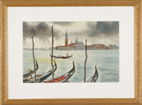 Appraisal: The Gondoliers and San Giorgio Maggiore dated August watercolor x