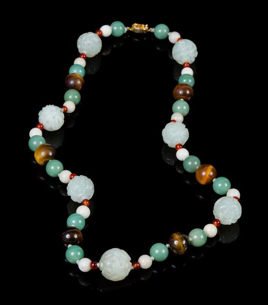 Appraisal: Sale Lot A Beaded Necklace comprising of rounded spinach jade