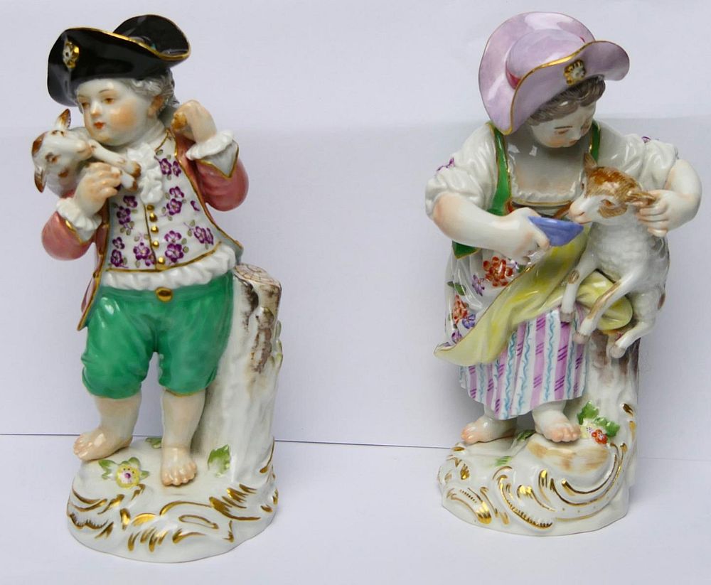 Appraisal: MEISSEN VINTAGE PORCELAIN HAND PAINTED FIGURINES Fabulous early th century