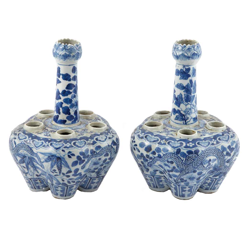 Appraisal: Two Similar Chinese Blue and White Glazed Porcelain Vases th