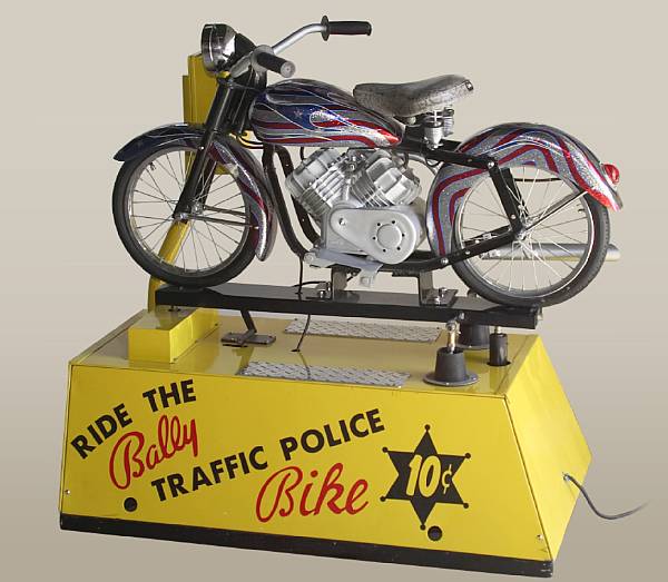 Appraisal: A Bally Police Bike childrens ride cents a ride volt