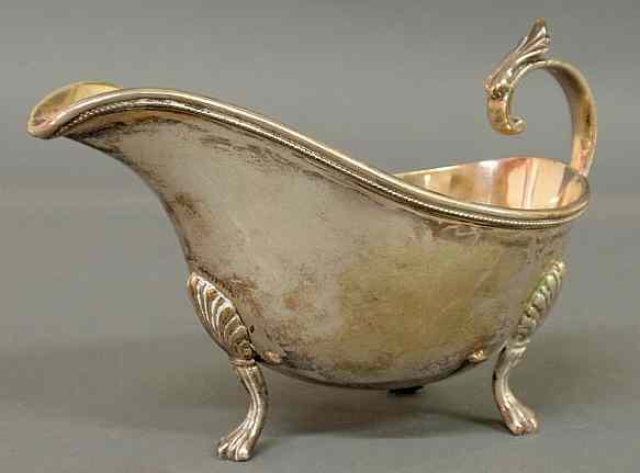 Appraisal: Sterling silver sauceboat retailed by Harris Shafer early th c