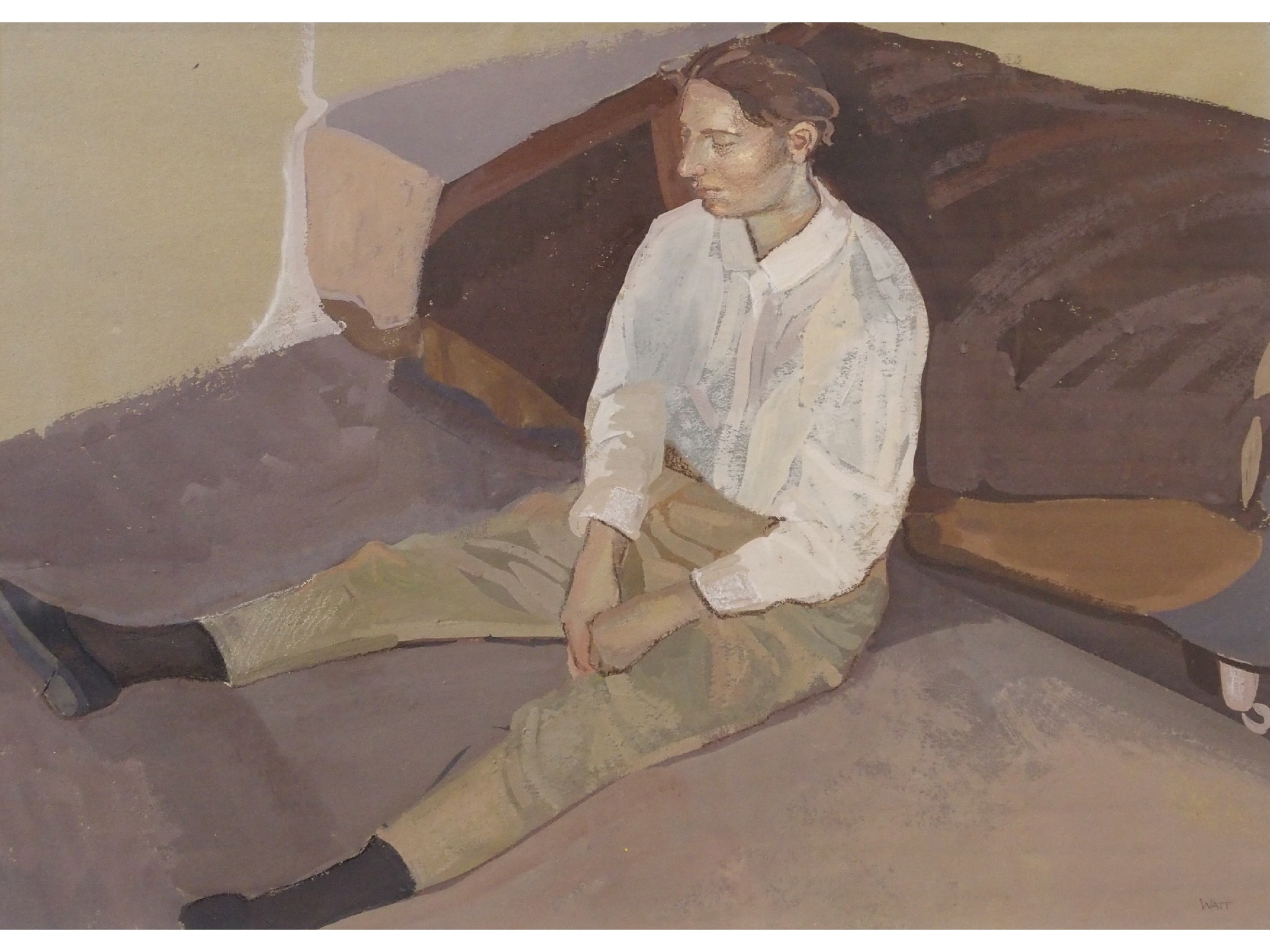 Appraisal: ALISON WATT ARSA Scottish b PORTRAIT OF A YOUNG WOMANGouache