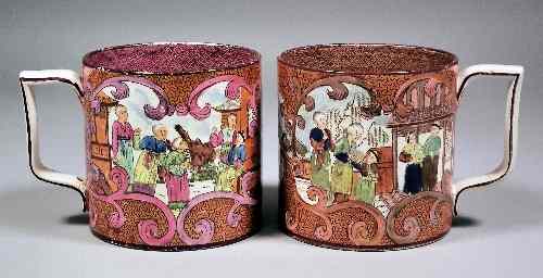 Appraisal: A pair of early th Century English pearlware ''Porter'' mugs