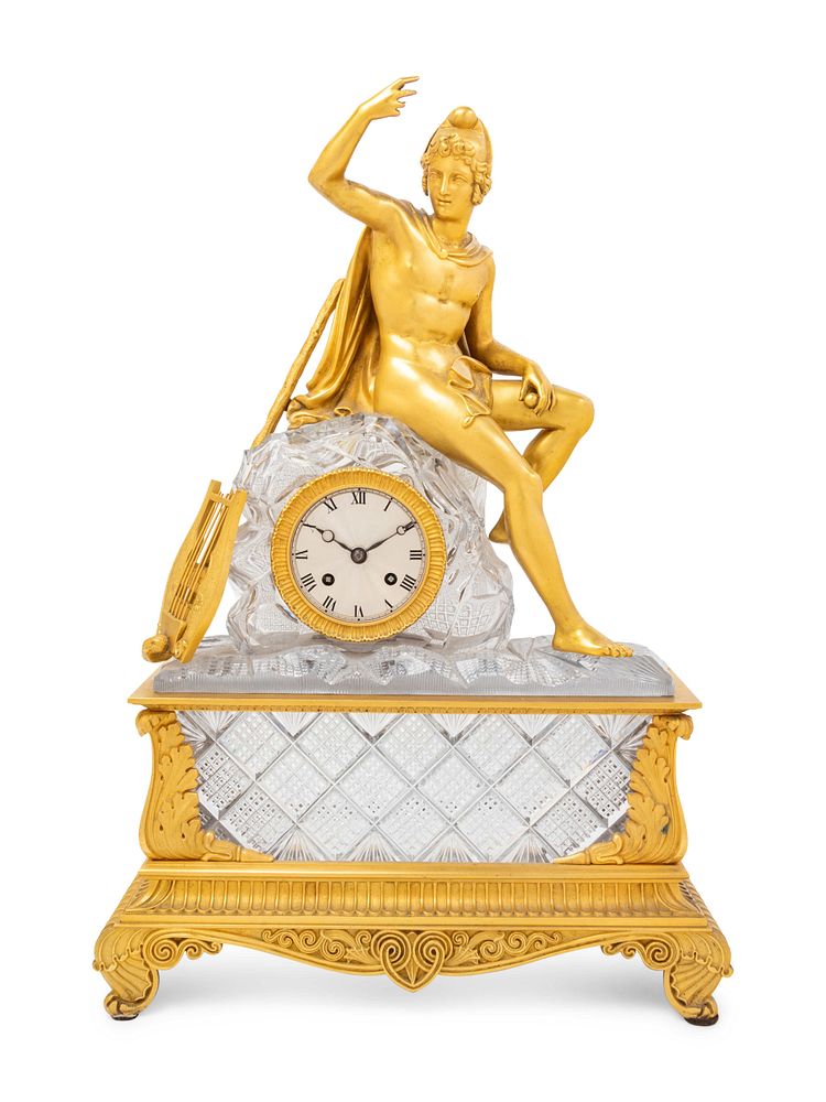 Appraisal: An Empire Style Gilt Bronze and Cut Glass Figural Mantel