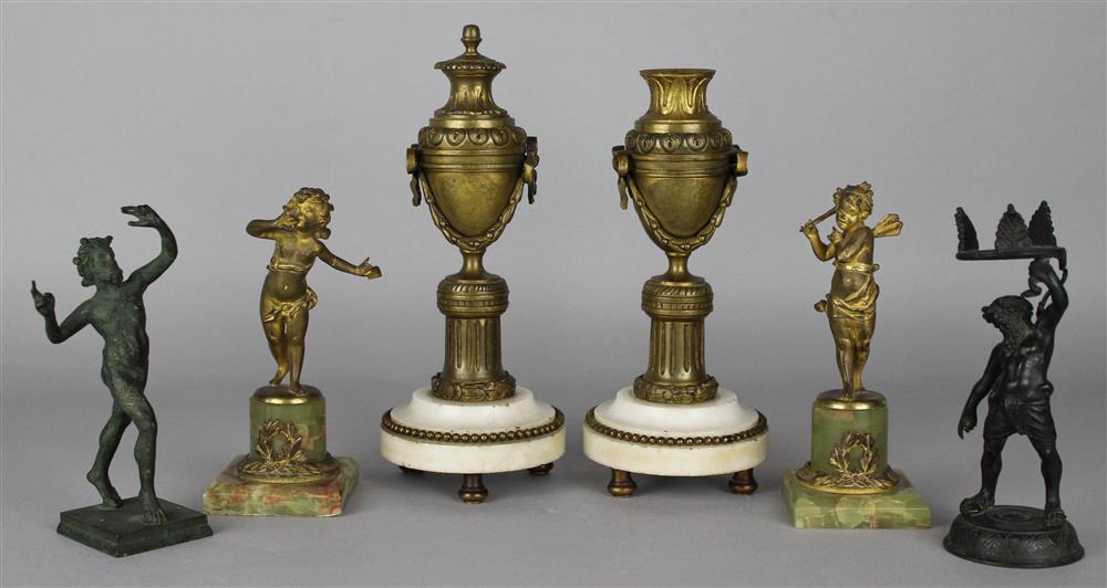 Appraisal: PAIR OF LOUIS XVI STYLE GILT-BRONZE AND MARBLE CASSOULETS with