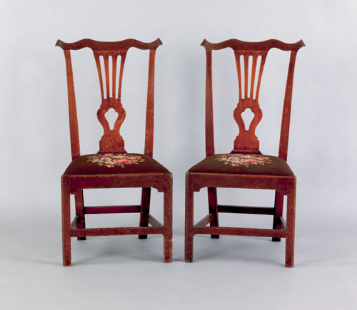 Appraisal: Pair of Southern Chippendale mahogany dining chairs ca each with