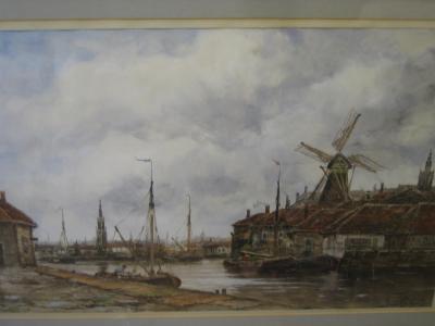 Appraisal: J VAN COUVER Dutch - Dutch Canal Scene with Fishing