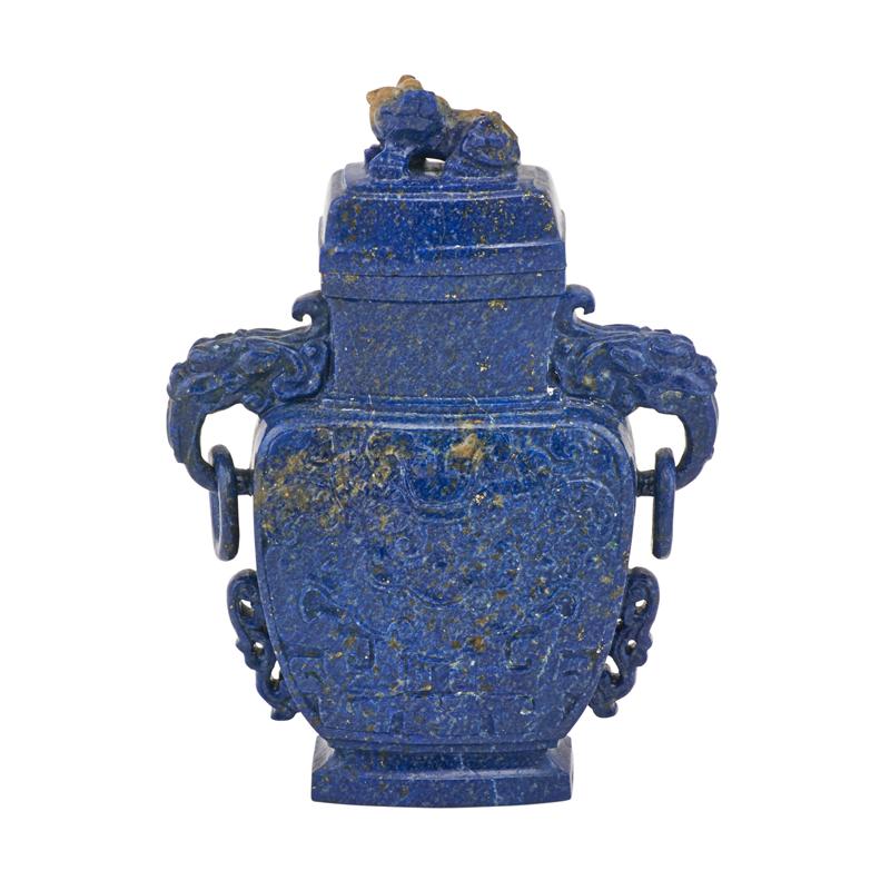 Appraisal: CHINESE LAPIS COVERED VASE Condition Report