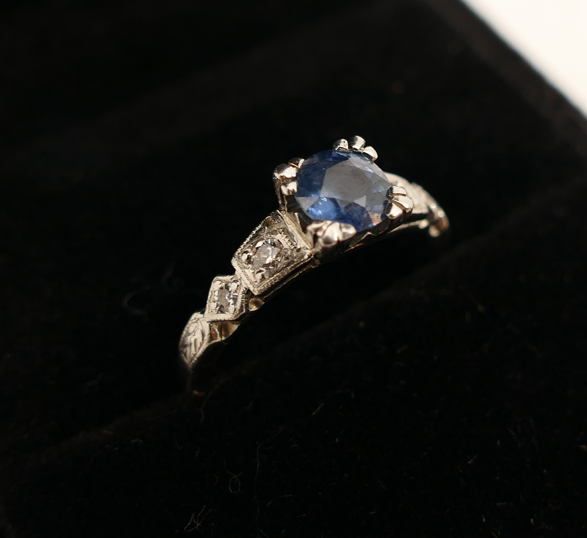 Appraisal: Art Deco Platinum Diamond Blue Topaz Ring- g