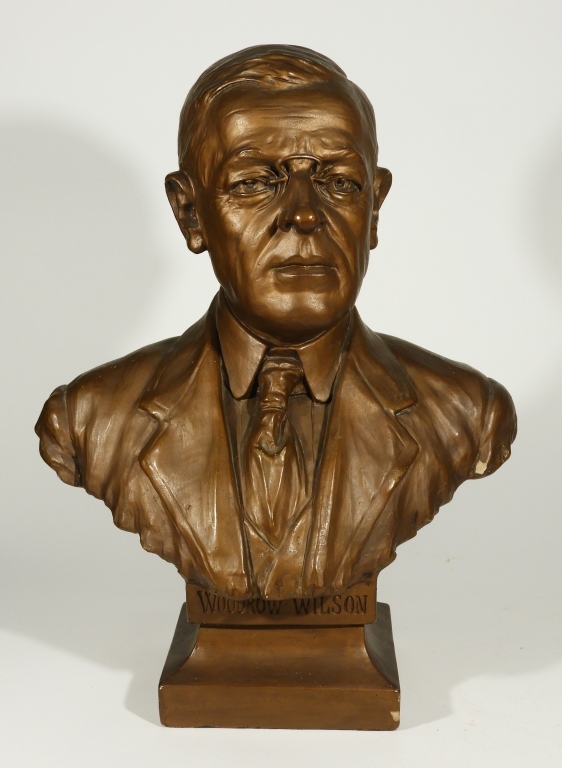 Appraisal: E PERUGGI PLASTER BUST OF WOODROW WILSON France Portrait bust