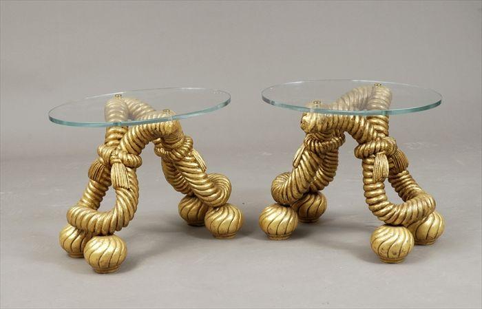 Appraisal: Pair of Rope-Twist Form Side Tables x x in