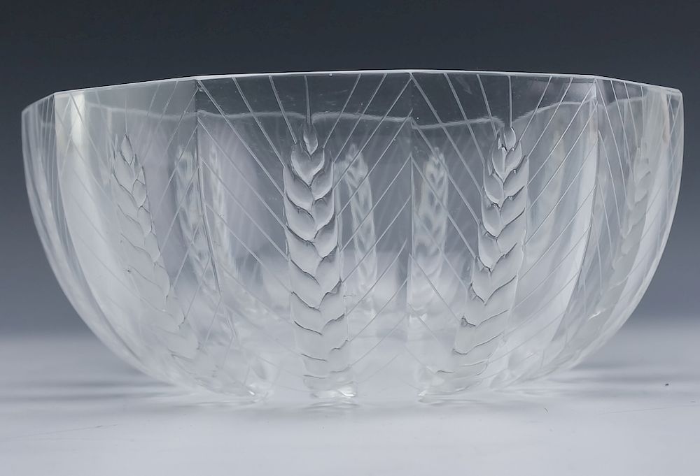 Appraisal: Lalique French Art Glass Ceres Wheat Center Bowl Crafted of