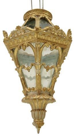 Appraisal: Italian hanging lantern early th c hexagonal giltwood frame containing