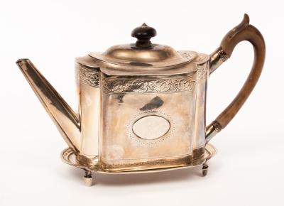 Appraisal: A George III silver teapot James Mince London with hinged