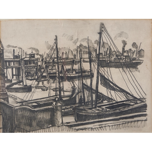 Appraisal: Adrian Allinson - - Harbour Scene pencil blindstamped by the