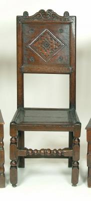 Appraisal: AN OAK HIGH BACK SIDE CHAIR late th century the