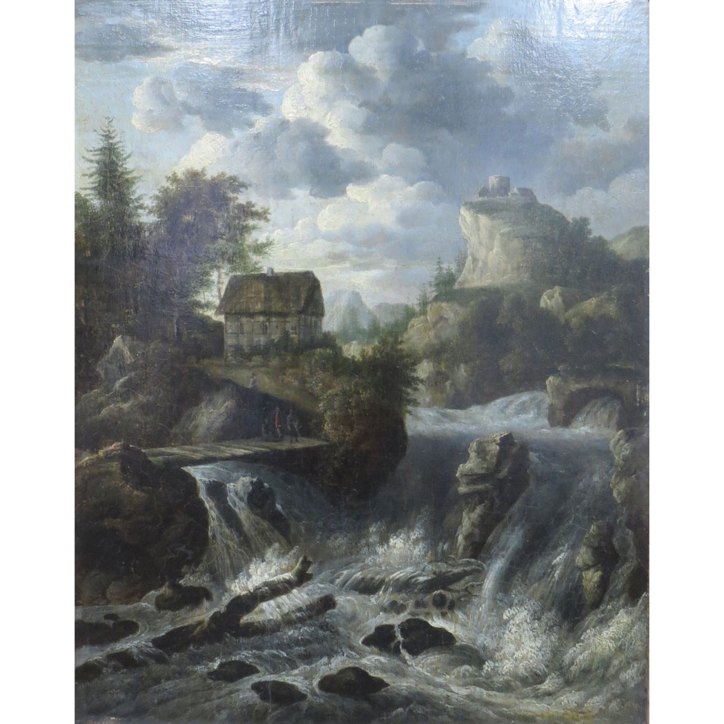 Appraisal: After Jacob van Ruisdael The Waterfall Bears signature Ruisdael ll