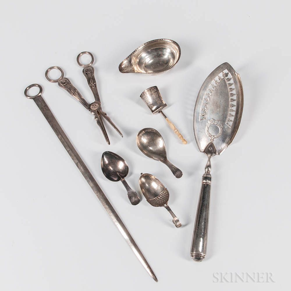 Appraisal: Eight Pieces of English Sterling Silver Tableware Eight Pieces of