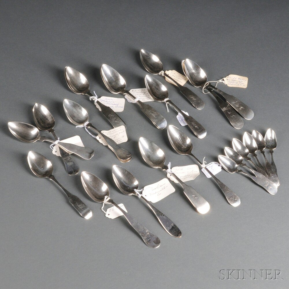 Appraisal: Twenty Coin Silver Serving Spoons and Six Teaspoons various makers