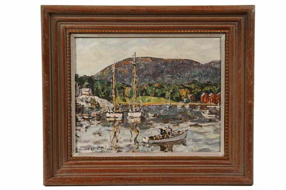 Appraisal: OIL ON MASO - 'Mount Battie' Camden Harbor by Richard