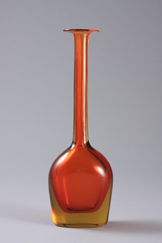 Appraisal: Sommerso flattened vase with tall neck H S