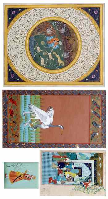 Appraisal: A GROUP OF FOUR INDO PERSIAN MINIATURE PAINTINGS to include