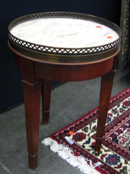 Appraisal: French Style Marble Top Stand with Brass Gallery