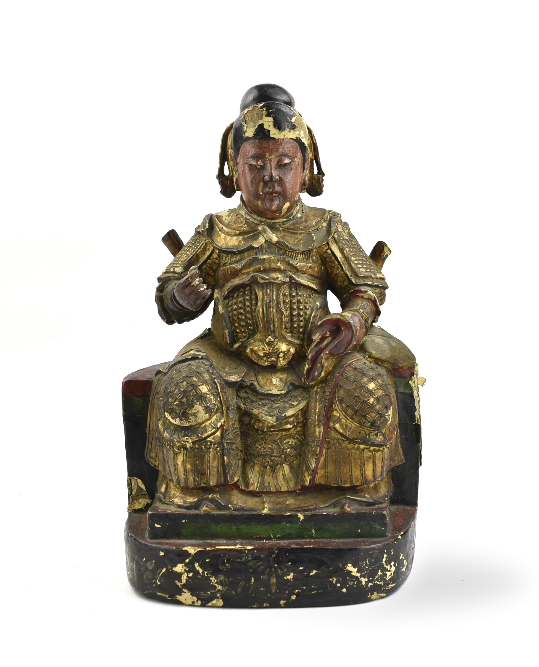 Appraisal: Chinese Ming Dynasty a diety carved wooden figure seated on