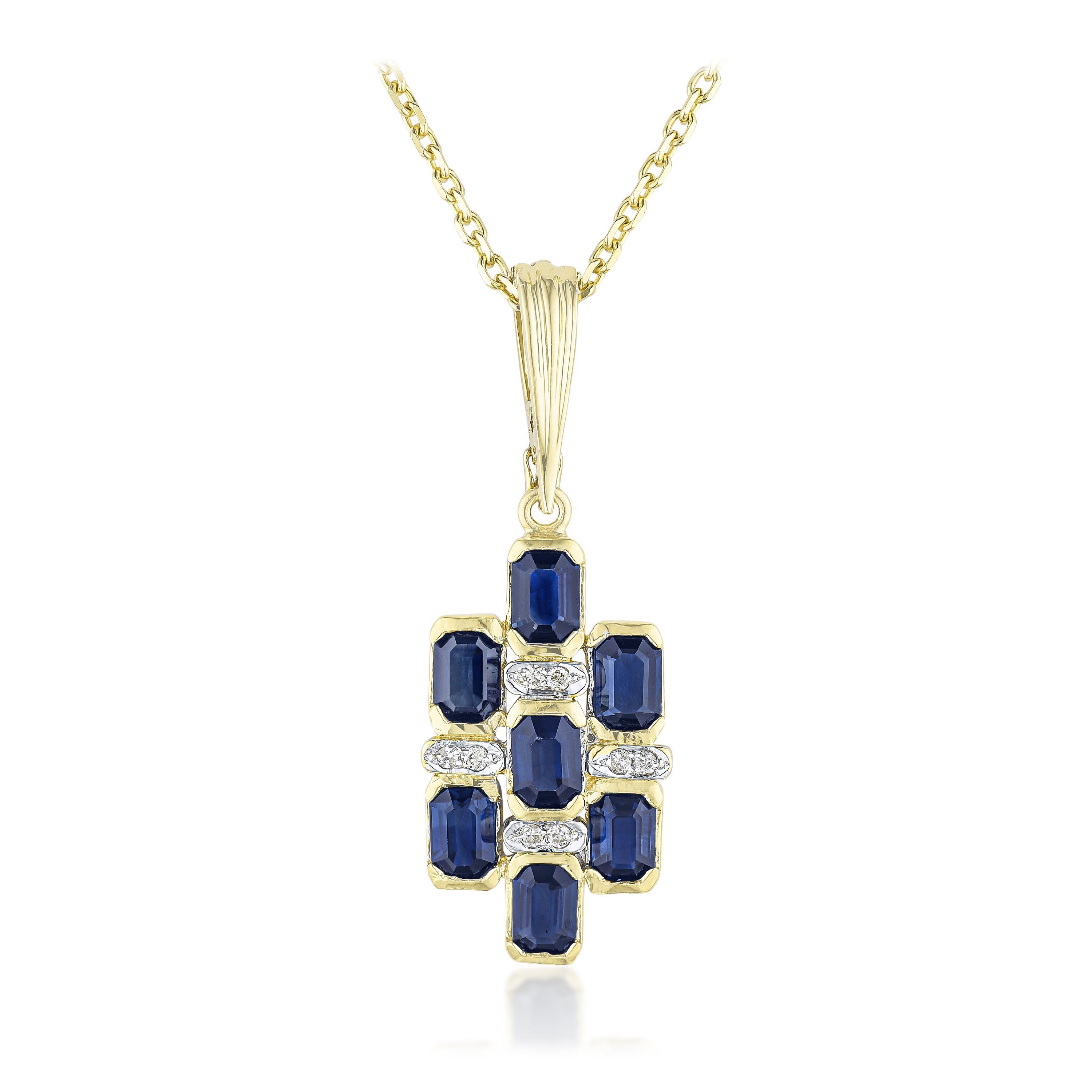 Appraisal: SAPPHIRE AND DIAMOND PENDANT NECKLACE METAL K yellow gold GEMSTONE