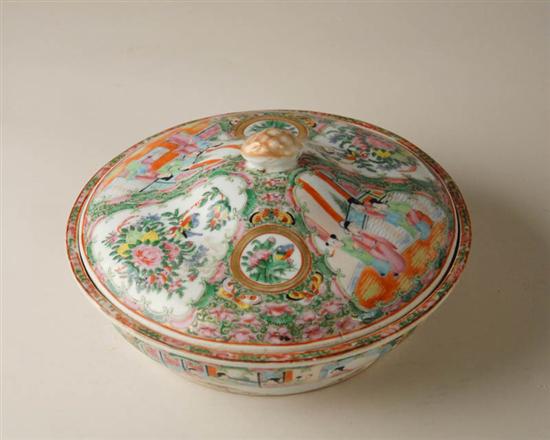 Appraisal: A Large Rose Medallion Lidded Round Porcelain Dish having a