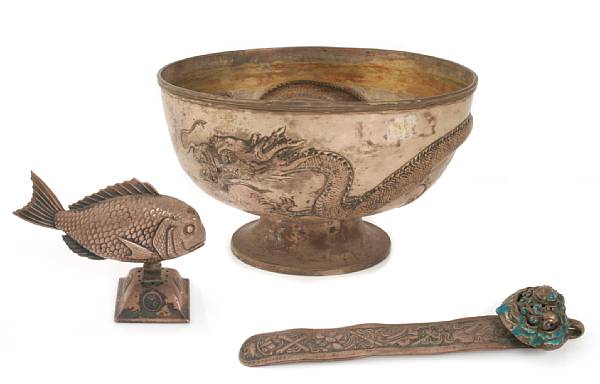 Appraisal: A group of Chinese silver decorative items height of bowl