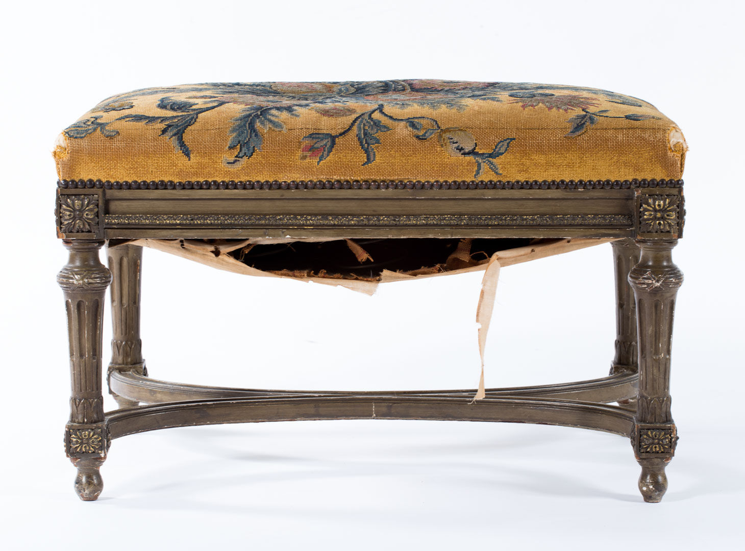 Appraisal: Louis XVI style carved and gilded wood bench th century