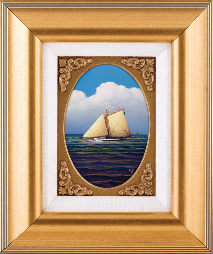 Appraisal: GEORGE NEMETHY AMERICAN CONTEMPORARY SMALL OVAL PORTRAIT OF A SAILBOAT