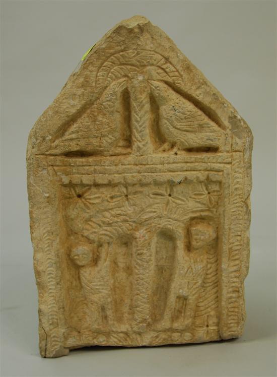 Appraisal: CARTHEGINIAN CARVED LIMESTONE STELA circa nd th century AD carved