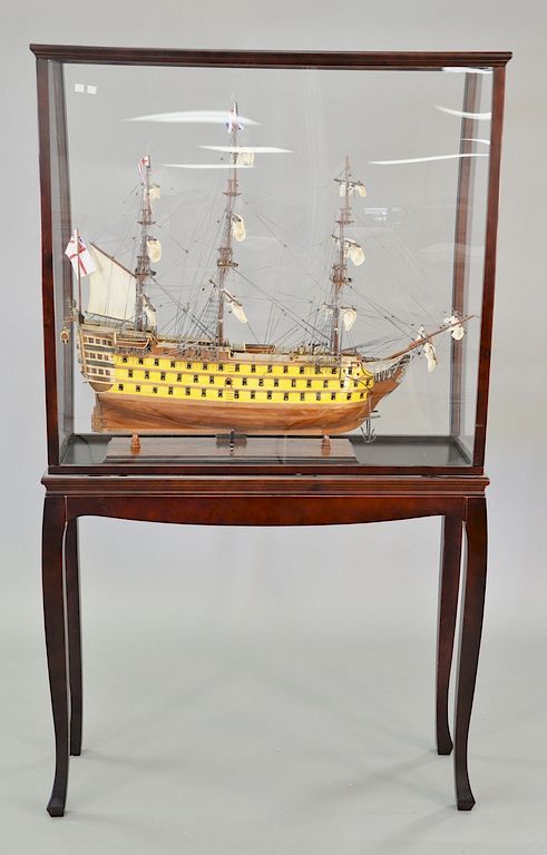 Appraisal: Four piece lot to include HMS Victory ship model in