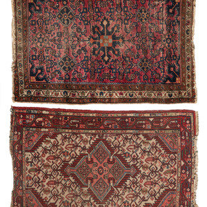 Appraisal: Two Persian Wool Mats Mid- th Century possibly earlier Larger