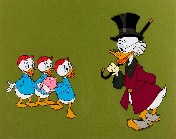 Appraisal: A Walt Disney celluloid of Scrooge McDuck s the gouache